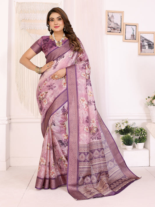 "Pixel Petals" – Digital Bloom Saree